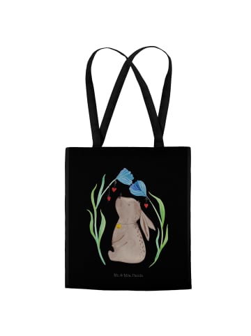 Mr. & Mrs. Panda Uni Tasche Hase Blume ohne Spruch in Schwarz