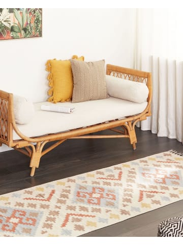 Beliani Kelim ATAN in Bunt/Beige/Blau - (W) 80 x (L) 300 cm