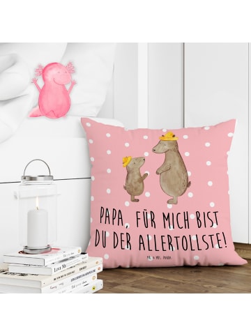 Mr. & Mrs. Panda 40x40 Kissen Bären mit Hut mit Spruch in Rot Pastell