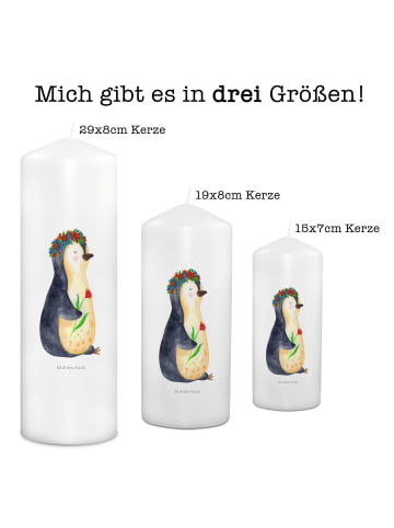 Mr. & Mrs. Panda Kerze Pinguin Blumen ohne Spruch in Weiß