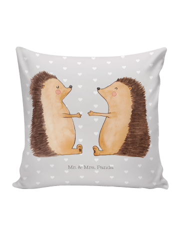 Mr. & Mrs. Panda 40x40 Kissen Igel Liebe ohne Spruch in Grau Pastell