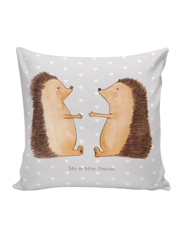 Mr. & Mrs. Panda Kopfkissen Igel Liebe ohne Spruch in Grau Pastell
