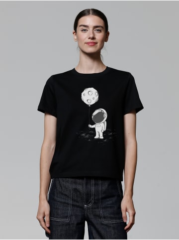 wat? Apparel T-Shirt Kleiner Astronaut mit Luftballon in Schwarz