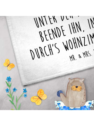 Mr. & Mrs. Panda Handtuch Pinguin Duschen mit Spruch in Weiß