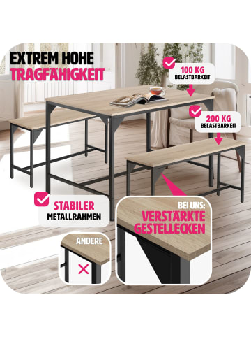 tectake Essgruppe 3-teilig, mit höhenverstellbaren Kunststofffüßen