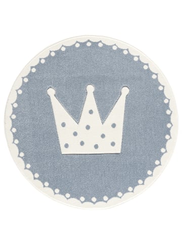 Happy Rugs Kinderteppich CROWN blau/weiss rund