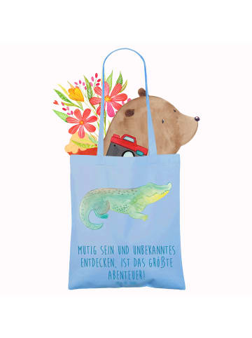 Mr. & Mrs. Panda Tote Bag Unbekannte Orte erkunden mit Spruch in Sky Blue