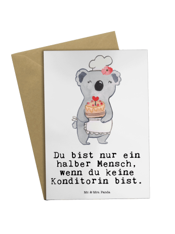 Mr. & Mrs. Panda Grußkarte Konditorin Herz mit Spruch in Weiß