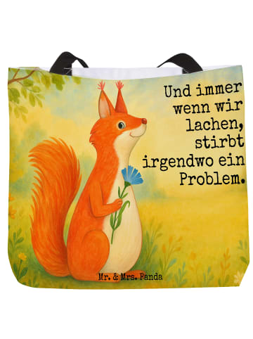Mr. & Mrs. Panda Tote Bag Eichhörnchen Blume Design mit Spruch in Weiß