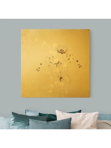 WALLART Leinwandbild Gold - Japanisches Ikebana in Creme-Beige