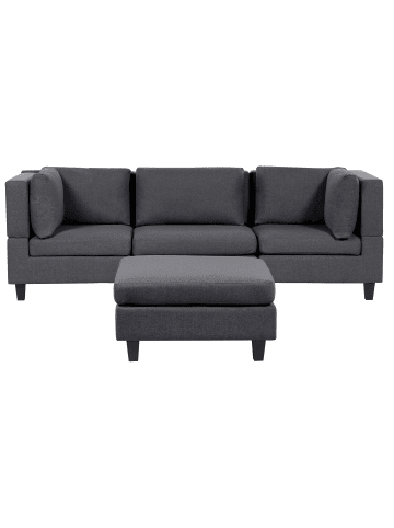 Beliani 4-tlg 3-Sitzer Sofa UNSTAD in Grau/Schwarz