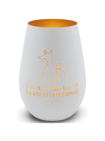 Mr. & Mrs. Panda Gold Windlicht Einhorn Wunsch mit Spruch in Weiß