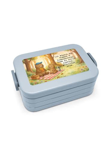 Mr. & Mrs. Panda Brotdose Bär Kind Pommes Design mit Spruch in Blau Pastell