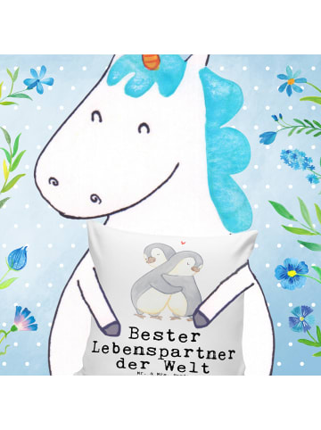 Mr. & Mrs. Panda Sofa Kissen Pinguin Bester Lebenspartner der We... in Weiß
