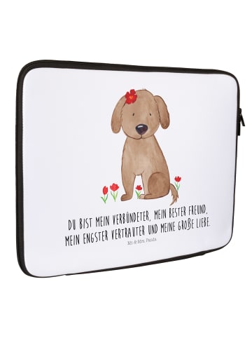 Mr. & Mrs. Panda Notebook Tasche Hund Dame mit Spruch in Weiß