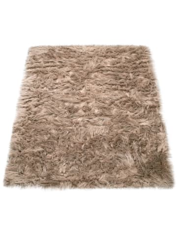 KADIMA DESIGN Hochflor Teppich Shaggy waschmaschinenwaschbar Einfarbig in Beige