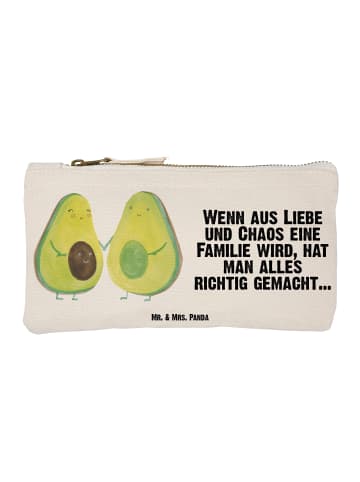 Mr. & Mrs. Panda Schminktasche Avocado Pärchen mit Spruch in Weiß