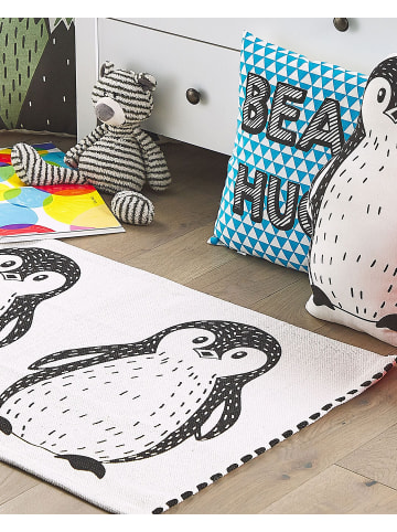Beliani Kinderteppich HAJDARABAD in Weiß/Schwarz - (W) 60 x (H) 1 x (L) 90 cm