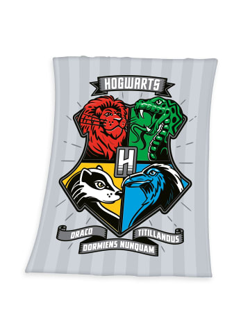 Herding Fleecedecke 130x170cm Hogwarts Häuser in Grau/ Bunt