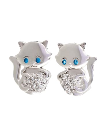 schmuck23 Silber-Ohrringe Katze 0,7 cm x 0,8 cm