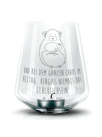 Mr. & Mrs. Panda Gravur Windlicht Chinchilla Blume mit Spruch in Transparent