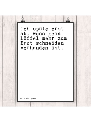 Mr. & Mrs. Panda Wandbild Ich spüle erst ab,... mit Spruch in Weiß