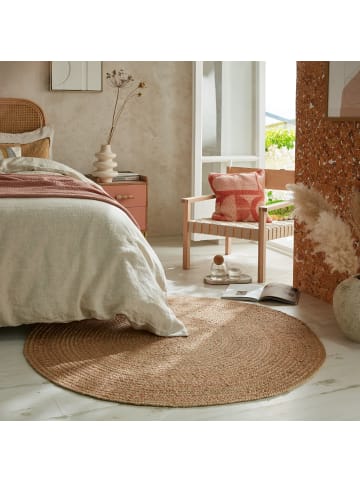 KADIMA DESIGN Handgewebter Jute-Teppich in Naturtönen in Braun-Rosa