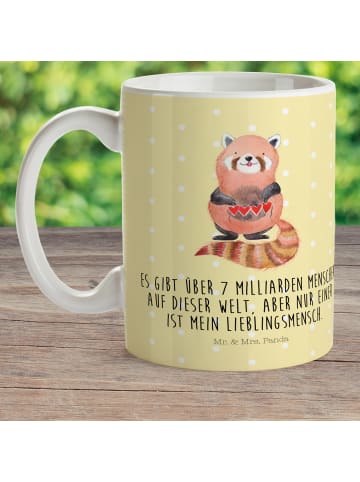 Mr. & Mrs. Panda Kinderbecher Roter Panda mit Spruch in Gelb Pastell