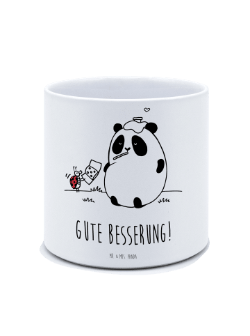 Mr. & Mrs. Panda XL Blumentopf Panda Gute Besserung mit Spruch in Weiß