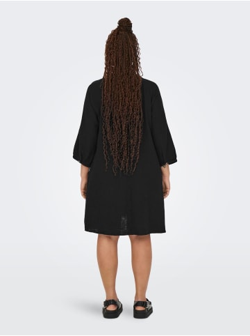 ONLY Carmakoma Midi-Kleid V-Ausschnitt 3/4 Arm regular fit in Schwarz