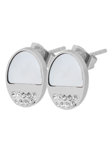 Adeliás Damen Ohrringe – Ohrstecker aus Edelstahl mit Perlmutt in silber