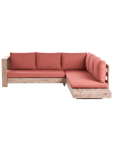 Beliani Sitzgruppe MARETTIMO in Braun/Rot - (W) 225 x (H) 64 x (L) 212 cm rechtsseitig