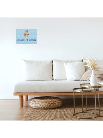 Mr. & Mrs. Panda Blechschild Bär Kommunion mit Spruch in Blau Pastell