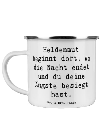 Mr. & Mrs. Panda Emailletasse Spruch Ängste vor Monstern besiege... in Weiß