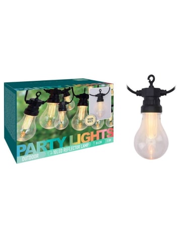 PROGARDEN Lichterkette für Garten PARTY, mit 10 LED Glühbirnen in Schwarz, Ø 6 cm