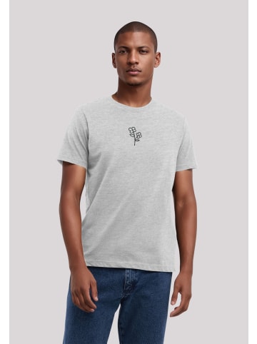 F4NT4STIC T-Shirt Handdrawn Flower Pink Bestickt in grau meliert