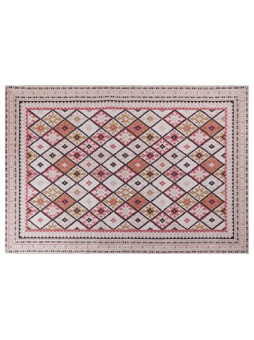 Beliani Kurzflor ANADAG in Beige/Rot/Schwarz - (W) 160 x (H) 160 x (L) 230 cm