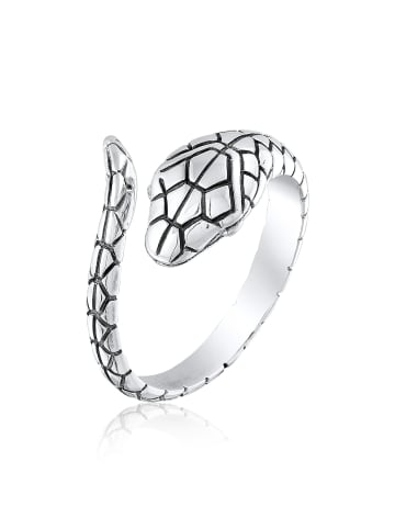 KUZZOI Ring 925 Sterling Silber Schlange in Schwarz