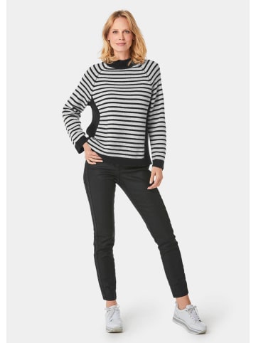 GOLDNER Kaschmir-Ringelpullover in schwarz / silbergrau / geringelt