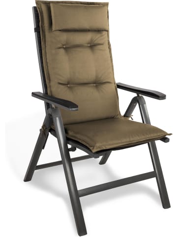 Aspero Stuhlauflage Hochlehner mit Kissen Palermo in Taupe