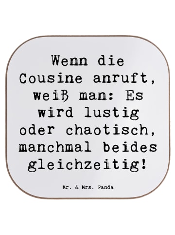 Mr. & Mrs. Panda Glasuntersetzer Spruch Cousine Abenteuer mit Sp... in Weiß