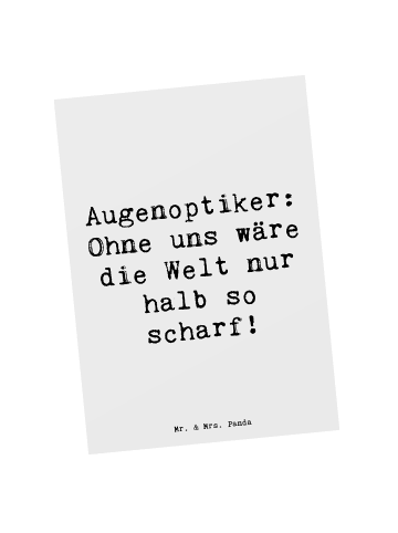 Mr. & Mrs. Panda Postkarte Spruch Augenoptiker Schärfe mit Spruch in Weiß