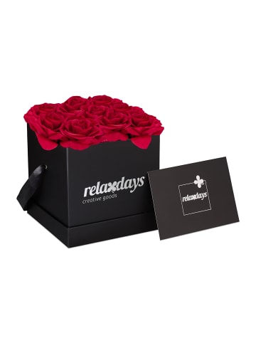 relaxdays Rosenbox "9 Rosen" in Schwarz/ Rot