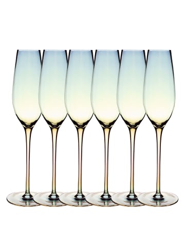 Intirilife Champagner Sekt Prosecco Glas 200ml in 6x 200ml Regenbogen Schimmer