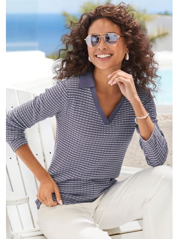 Vivance by Lascana Langarm-Poloshirt in blau-creme