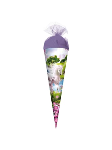 Geschenk-Schultüte klein 35 cm Einhorn mit Fohlen in Lila