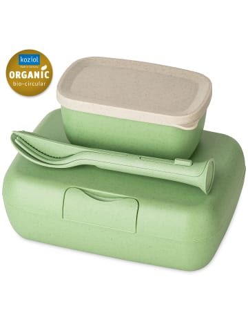 koziol CANDY READY - Lunchbox-Set + Besteck-Set in nature leaf green