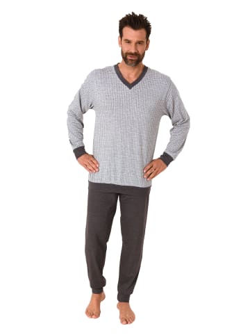 NORMANN Langarm Schlafanzug Pyjama Bündchen - 86187 in grau