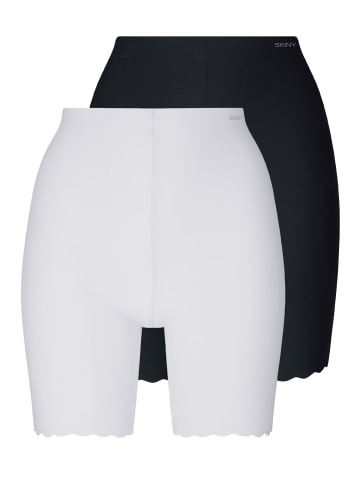 Skiny 2er Pack lange Unterhose in white-black