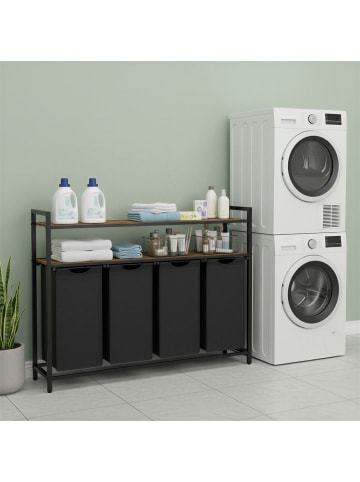 VASAGLE Wäschesammler Brenta in Braun, Schwarz - (B)33 x (H)92 x (T)115.6 cm